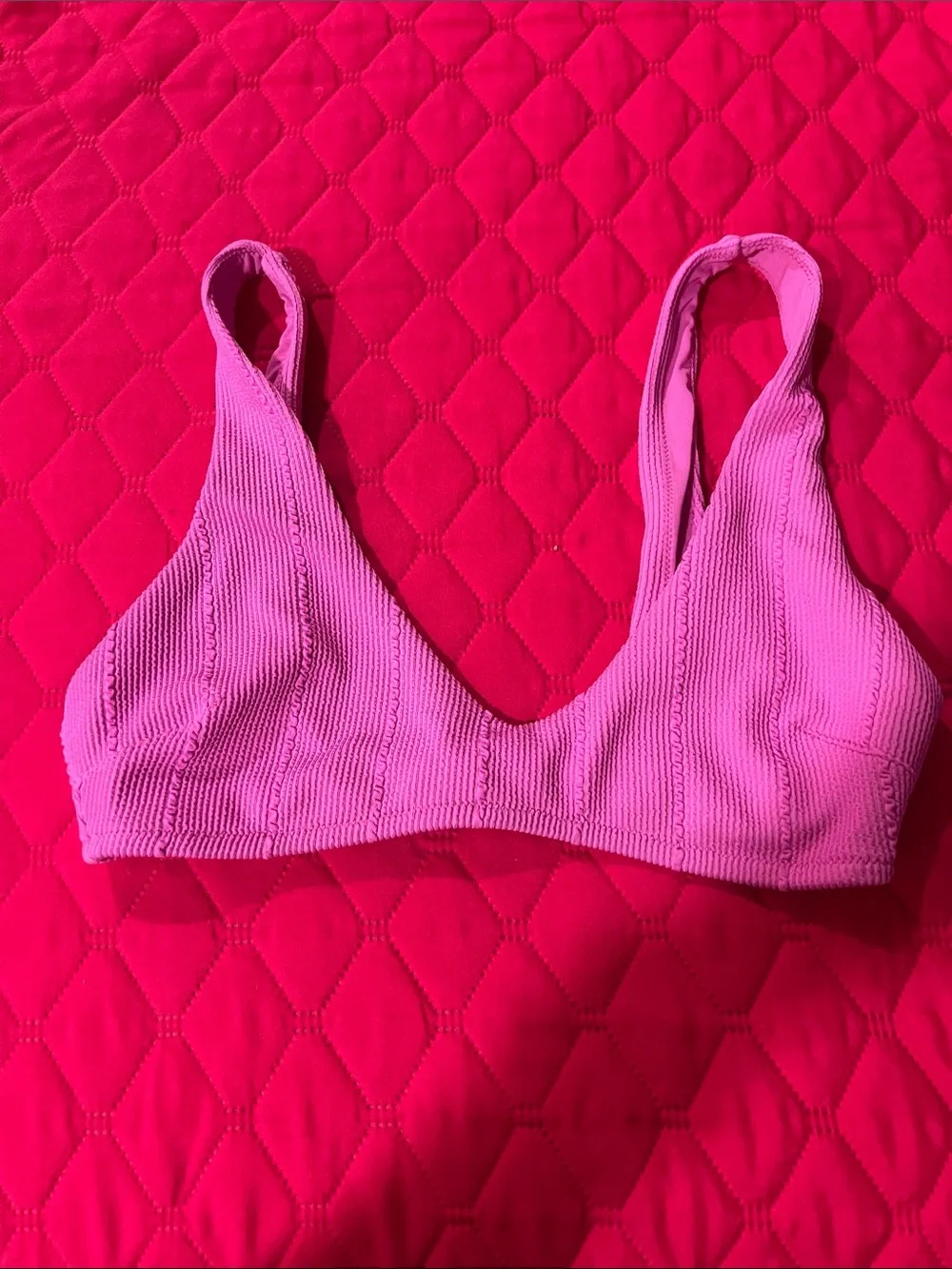aerie Ribbed Pink Bikini Top